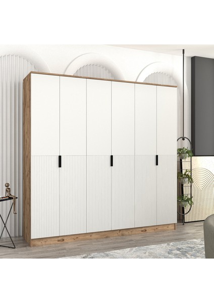 Venüs 6 Kapaklı Bazalı Gardırop Tamamı Mdf