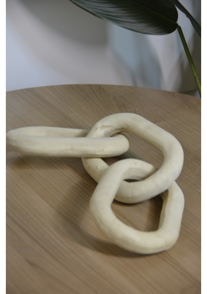 Dekoratif Ahşap Görünümlü Seramik Büyük Zinzir Obje - 43 cm