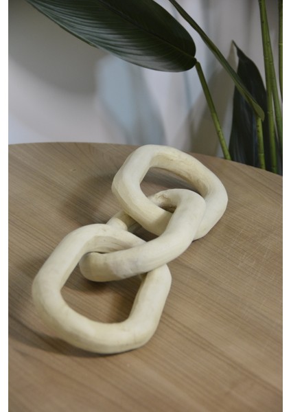 Dekoratif Ahşap Görünümlü Seramik Büyük Zinzir Obje - 43 cm modelleri