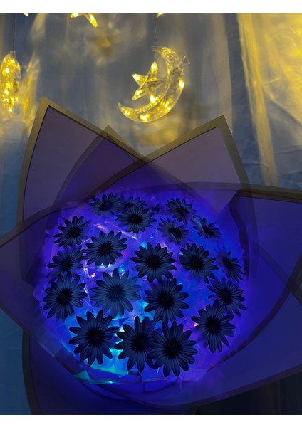 Ledli Mor Papatya Buketi modelleri