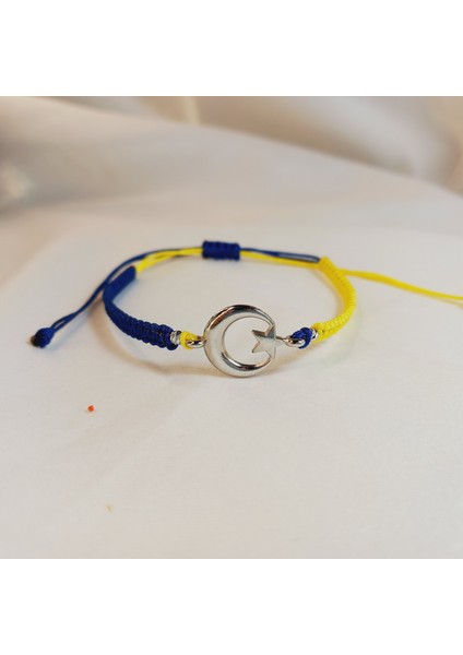Fenerbahçe Ay Yıldız Makrome Taraftar Bileklik, Sarı Lacivert Örgü El Yapımı Unisex Ayarlanabilir Gümüş Ay Yıldız Bileklik, Fenerbahçe Bileklik, Taraftar Bileklik, Makrome Bileklik