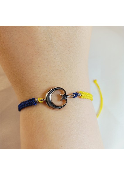 Fenerbahçe Ay Yıldız Makrome Taraftar Bileklik, Sarı Lacivert Örgü El Yapımı Unisex Ayarlanabilir Gümüş Ay Yıldız Bileklik, Fenerbahçe Bileklik, Taraftar Bileklik, Makrome Bileklik fiyatları