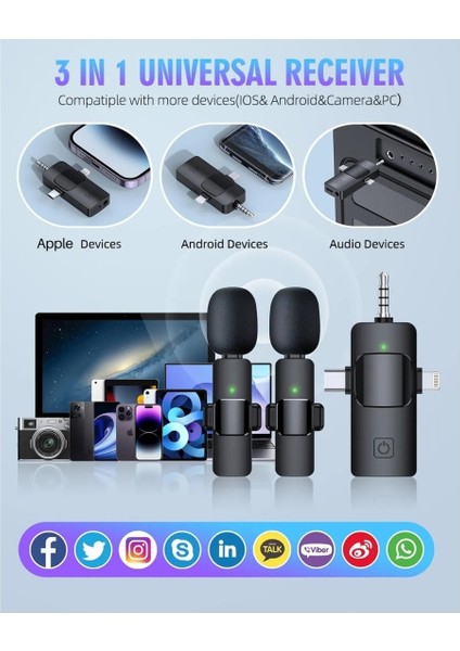 PL-2452 2 Adet Type-C, Lightning, Aux Girişli Mini Yaka Mikrofonu fırsatları