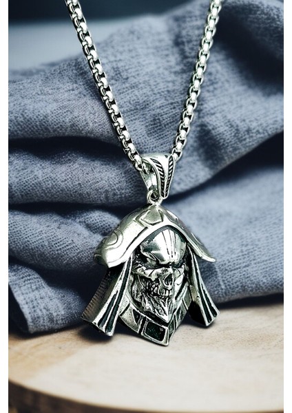 Gümüş Kaplama Krom-Çelik Erkek Kolye Ölüm Meleği Azrail Death Angel Madalyon fiyatları