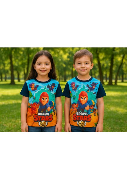 Brawlstars Çocuk Tişört T-Shirt Oyun Karakterli