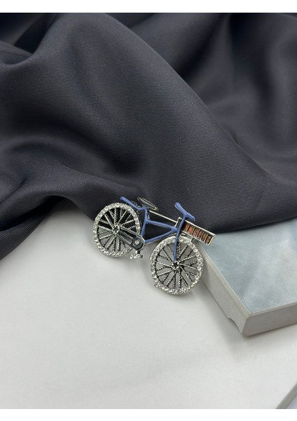 Mavi Mineli Taşlı Bisiklet Figürlü Broş Yaka Iğnesi fiyatları