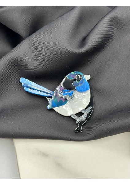Mavi Mineli Kuş Figürlü Broş Yaka Iğnesi modelleri