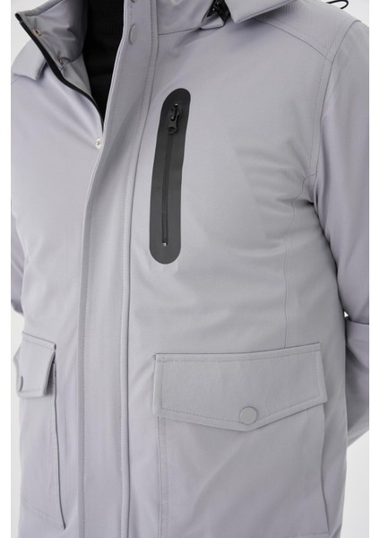 Erkek Gri Su ve Rüzgar Geçirmez Çıkartılabilir Kapüşonlu Mont&kaban modelleri