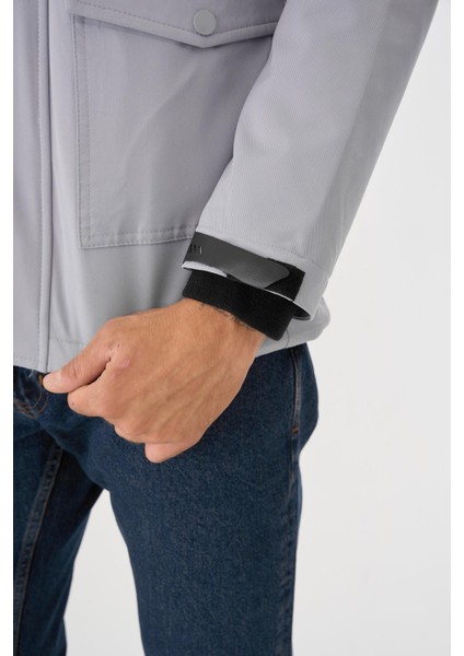 Erkek Gri Su ve Rüzgar Geçirmez Çıkartılabilir Kapüşonlu Mont&kaban fırsatları