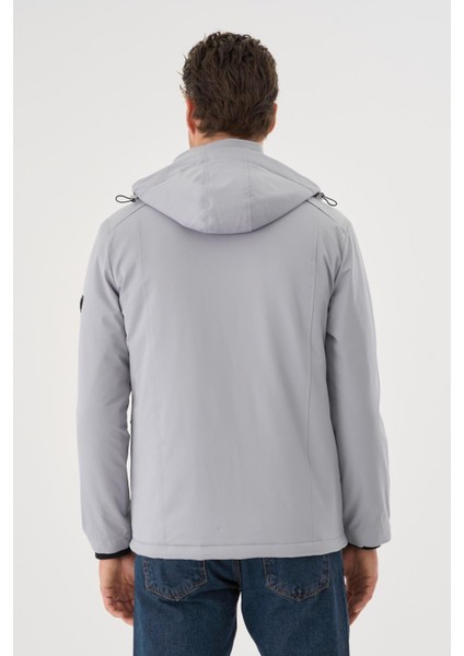 Erkek Gri Su ve Rüzgar Geçirmez Çıkartılabilir Kapüşonlu Mont&kaban indirimleri