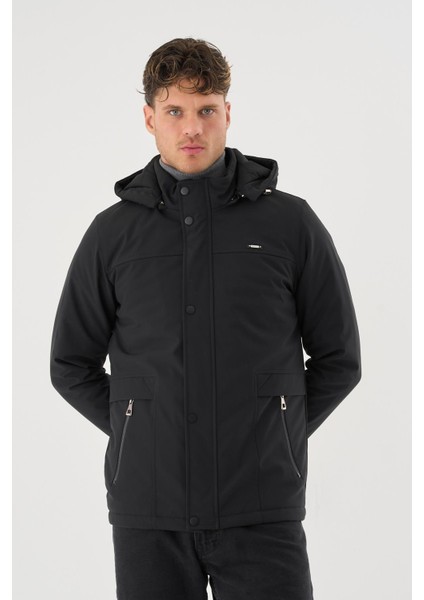Erkek Siyah %100 Su ve Rüzgar Geçirmez Kürklü Çıkartılabilir Kapüşonlu Mont&kaban fiyatları