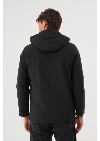 Erkek Siyah %100 Su ve Rüzgar Geçirmez Kürklü Çıkartılabilir Kapüşonlu Mont&kaban modelleri
