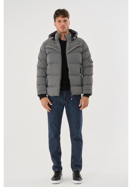 Erkek Gri Su ve Rüzgar Geçirmez Kürklü Çıkartılabilir Kapüşonlu Mont&kaban modelleri