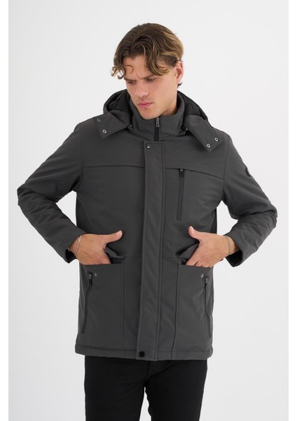 Erkek Gri %100 Su ve Rüzgar Geçirmez Kürklü Çıkartılabilir Kapüşonlu Mont&kaban modelleri