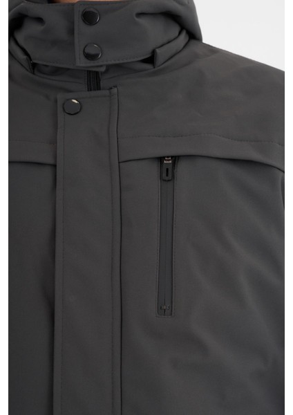 Erkek Gri %100 Su ve Rüzgar Geçirmez Kürklü Çıkartılabilir Kapüşonlu Mont&kaban fırsatları