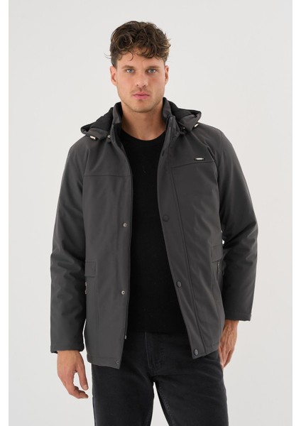 Erkek Gri %100 Su ve Rüzgar Geçirmez Kürklü Çıkartılabilir Kapüşonlu Mont&kaban fiyatları