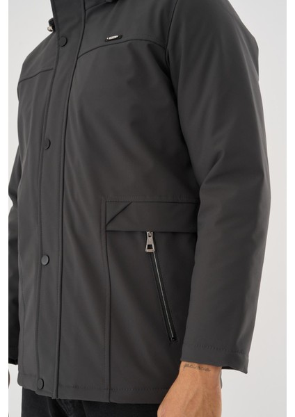 Erkek Gri %100 Su ve Rüzgar Geçirmez Kürklü Çıkartılabilir Kapüşonlu Mont&kaban fırsatları