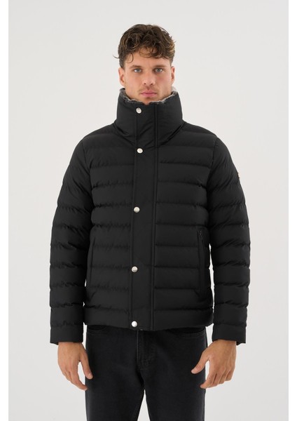 Erkek Siyah Su ve Rüzgar Geçirmez Yükseltilebilir Yaka Kürklü Mont&kaban fiyatları