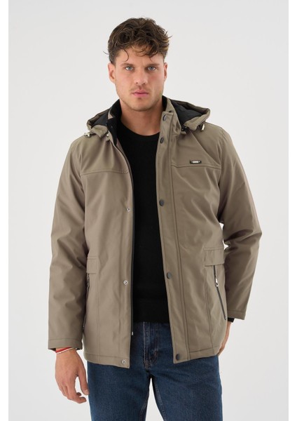 Erkek Krem %100 Su ve Rüzgar Geçirmez Kürklü Çıkartılabilir Kapüşonlu Mont&kaban fiyatları