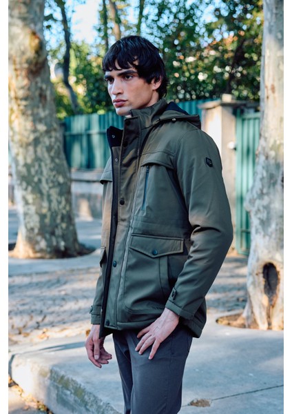 Erkek Yeşil Pamuk Polyester Karışımlı Kürklü Çıkartılabilir Kapüşonlu Mont&kaban modelleri