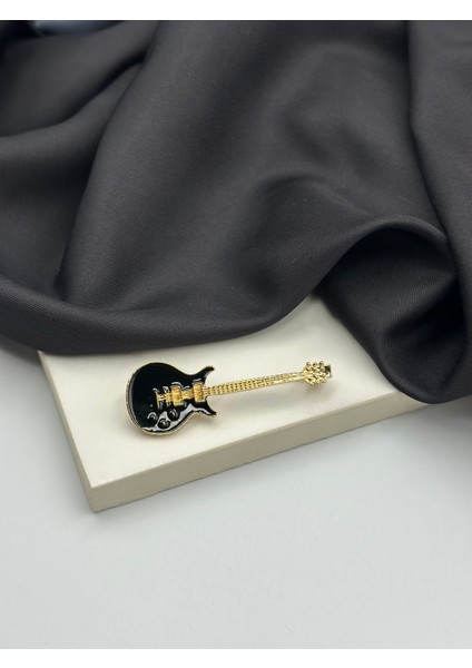 Siyah Mineli Elektro Gitar Figürlü Broş Yaka Iğnesi fiyatları