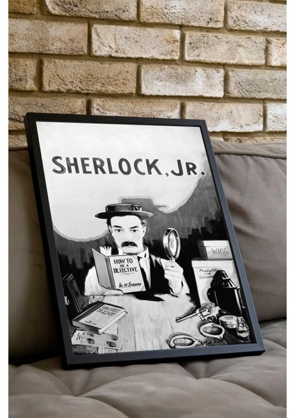 Sherlock Jr. Nostaljik Film Posteri - Siyah Çerçeveli fiyatları
