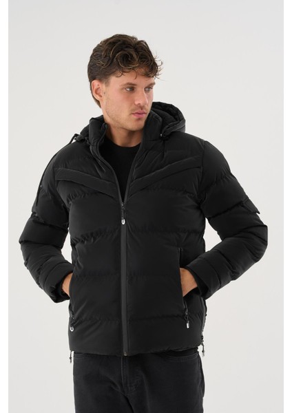 Erkek Siyah Su ve Rüzgar Geçirmez Kürklü Çıkartılabilir Kapüşonlu Mont&kaban modelleri