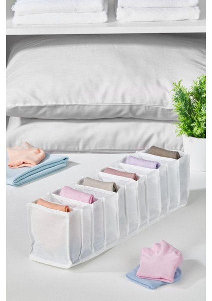 11 Gözlü Çok Amaçlı Dolap ve Çekmece Organizer, Beyaz, Pratik ve Şık Tasarım