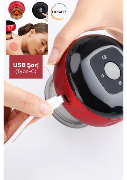 Şarjlı Elektronik Vakum Hacamat Aleti Masaj Isı Terapisi ve Hacamat Kablosuz Akıllı Ekranlı Hacamat