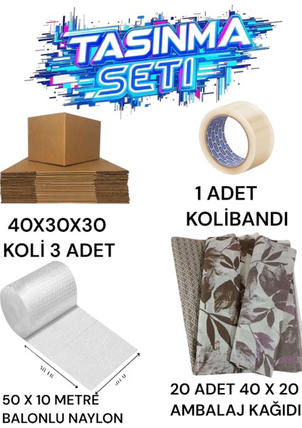Taşınma Seti Ekonomik Koli - Patpat - Kolibandı -40 x 20 Bardak Sarma Kâğıdı
