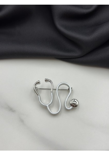 Beyaz Mineli Steteskop Doktor Hemşire Sağlık Çalışanı Figürlü Meslek Broş Yaka Iğnesi fiyatları