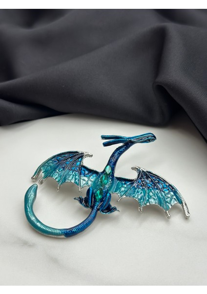 Mavi Ejderha Figürlü Tasarım Broş Yaka Iğnesi fiyatları