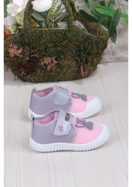 3448 Gz Fil Figürlü Anaokulu Kreş Ev Kız Çocuk Keten Panduf Ayakkabı fiyatları