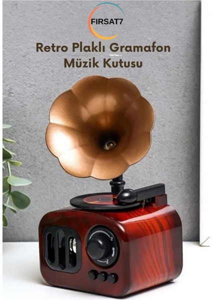 Dekoratif Nostaljik Dönen Plaklı Gramafon Müzik Kutusu Sevgili Arkadaşa Ev Ofis Dekoratif Hediyelik fırsatları