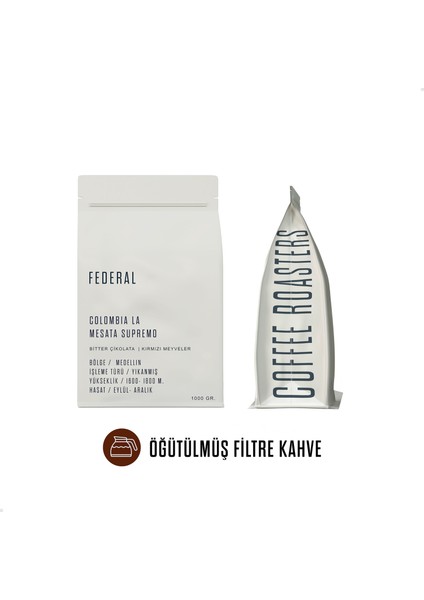 Colombia Supremo Medellin (Öğütülmüş Filtre Kahve) 1kg