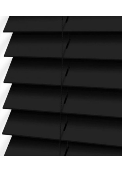 Wooden Blinds %100 Doğal Ahşap Jaluzi Perde 50MM, Alüminyum Kasalı Yüksek Kaliteli - Siyah (Kurdelasız)