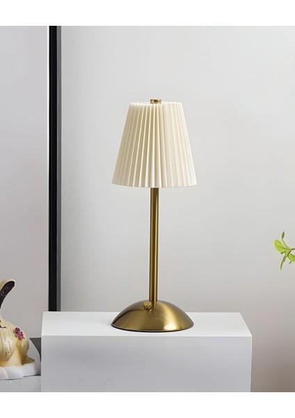 Dokunmatik Lighto Şarjlı Abajur Dekoratif Şık Masa Lambası Metal Gövde