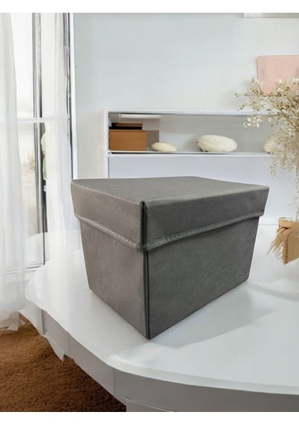 Gri Çok Amaçlı Kapaklı Saklama Kutusu, 30X20X20 Cm, Düzenleyici Kutu fiyatları