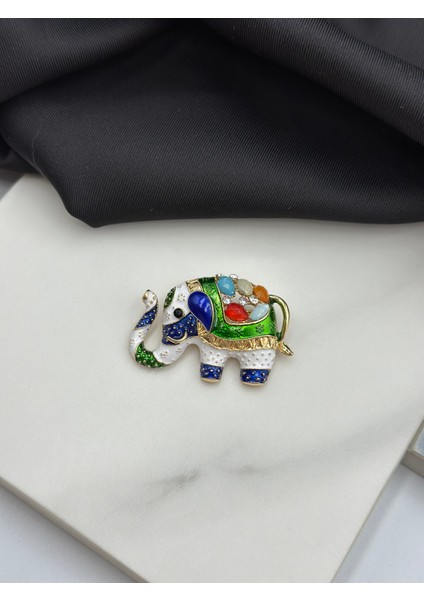 Mavi Etnik Desenli Tasarım Fil Broş Yaka Iğnesi fiyatları