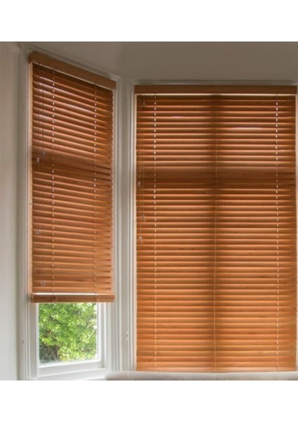 Wooden Blinds %100 Doğal Ahşap Jaluzi Perde 50MM, Alüminyum Kasalı Yüksek Kaliteli - Meşe (Kurdelasız) indirimleri