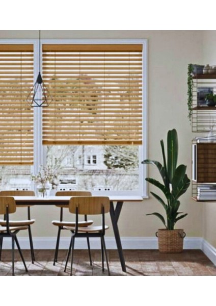 Wooden Blinds %100 Doğal Ahşap Jaluzi Perde 50MM, Alüminyum Kasalı Yüksek Kaliteli - Meşe (Kurdelasız) fiyatları