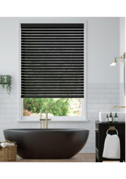 Wooden Blinds %100 Doğal Ahşap Jaluzi Perde 50MM, Alüminyum Kasalı Yüksek Kaliteli - Siyah (Kurdelasız) fiyatları