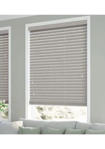 Wooden Blinds %100 Doğal Ahşap Jaluzi Perde 50MM, Alüminyum Kasalı Yüksek Kaliteli - Gri (Kurdelasız) modelleri