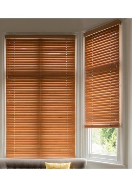 Wooden Blinds %100 Doğal Ahşap Jaluzi Perde 50MM, Alüminyum Kasalı Yüksek Kaliteli - Meşe (Kurdelasız)