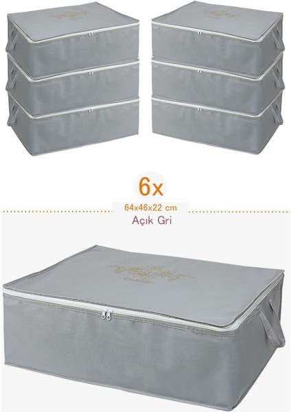 Gri Renkli 6'lı Büyük Boy Alt Düzenleyici Seti, Pratik ve Şık Depolama Çözümü