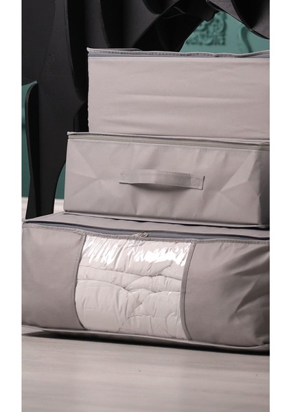 3'lü Gri Set, 70X50X25CM Pencereli Çekyat ve Baza Altı Düzenleyici modelleri