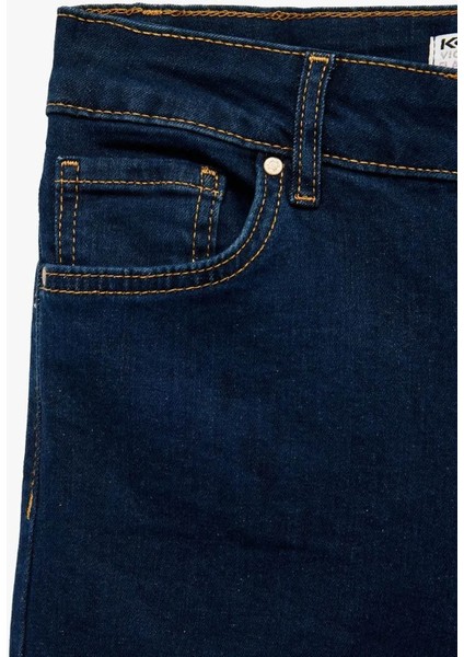 Yüksek Bel Ispanyol Paça Flare Koyu Indigo Kadın Jean Pantolon 6WAL40016MD modelleri