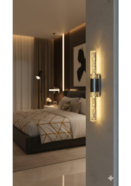 Bubblelight Medium Şık Tasarım Modern Ledli Aplik Antrasit Pilli