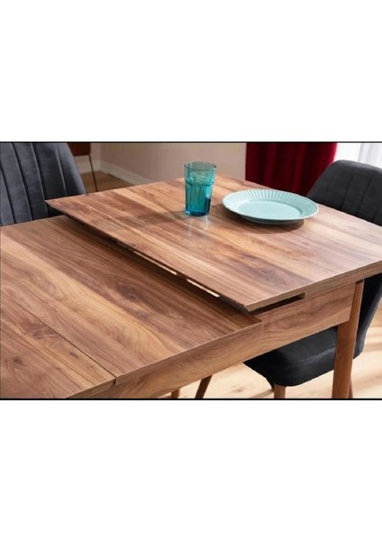 Karba Ceviz 80X132 Açılabilir Sunta Masa Yemek Odası Takımı, Mutfak Takımı 6 Adet Sandalye fırsatları