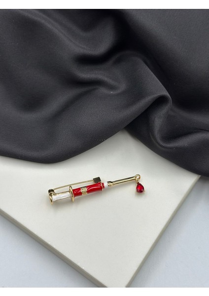 Kırmızı Şırınga Iğne Sağlık Konseptli Hemşire Broş Yaka Iğnesi modelleri